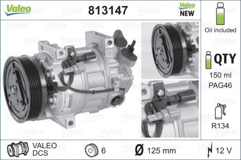 VALEO 813147 Kompressor RENAULT Laguna III, Latitude