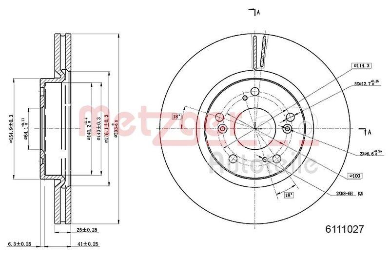 METZGER 6111027 Bremsscheibe Lack/Ks für HONDA VA links/rechts