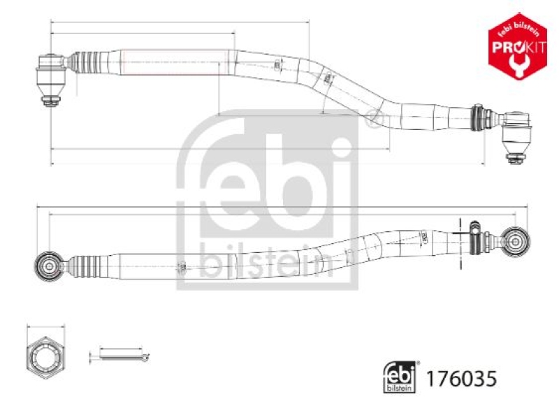 FEBI BILSTEIN 176035 Lenkstange mit Sicherungsmuttern für Mercedes-Benz