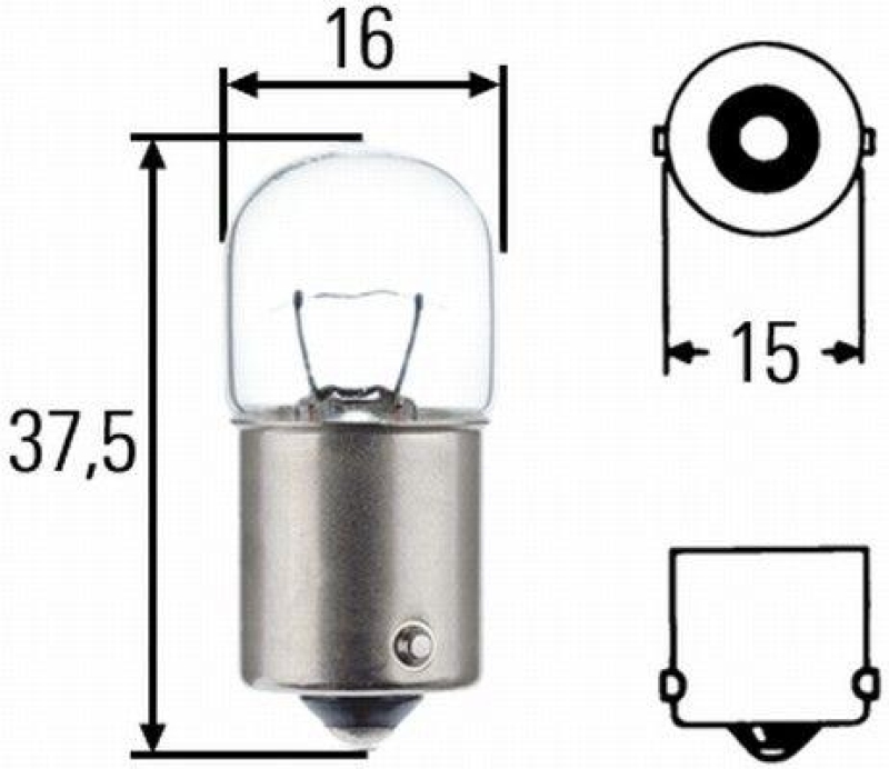 HELLA 8GA 002 071-353 Glühleuchte 12V R5W BA15s