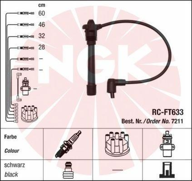 NGK 7211 Zündleitungssatz RC-FT633 |Zündkabel