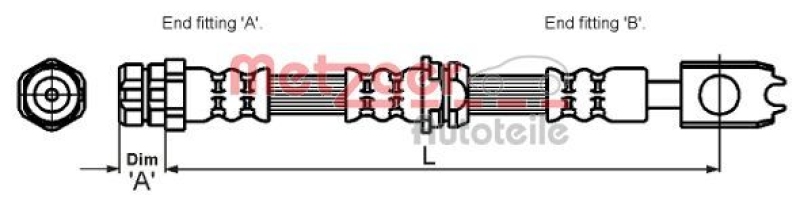 METZGER 4116204 Bremsschlauch für SEAT/SKODA/VW VA links/rechts