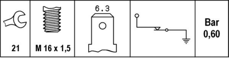 HELLA 6ZF 007 393-001 Öldruckschalter Schwarz