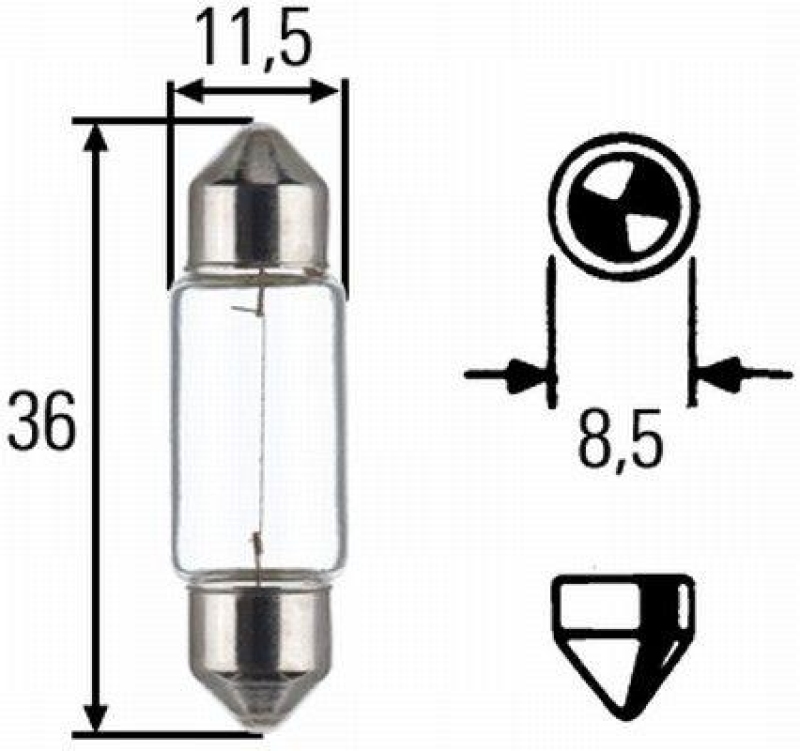 HELLA 8GM 002 092-123 Glühleuchte 12V C5W SV8,5-8