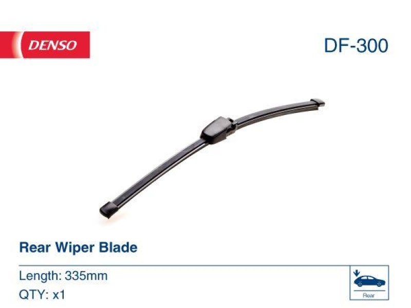 DENSO DF-300 Wischer Flat Blade Heckscheibe VW Polo 1.2 12V (BJ: 2001 - 2007)