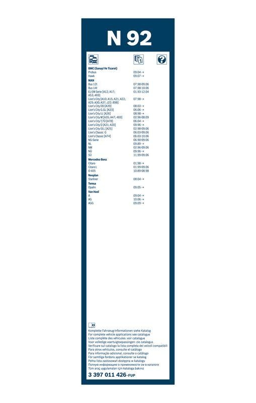 BOSCH 3 397 011 426 Wischblatt N92 Twin Scheibenwischer