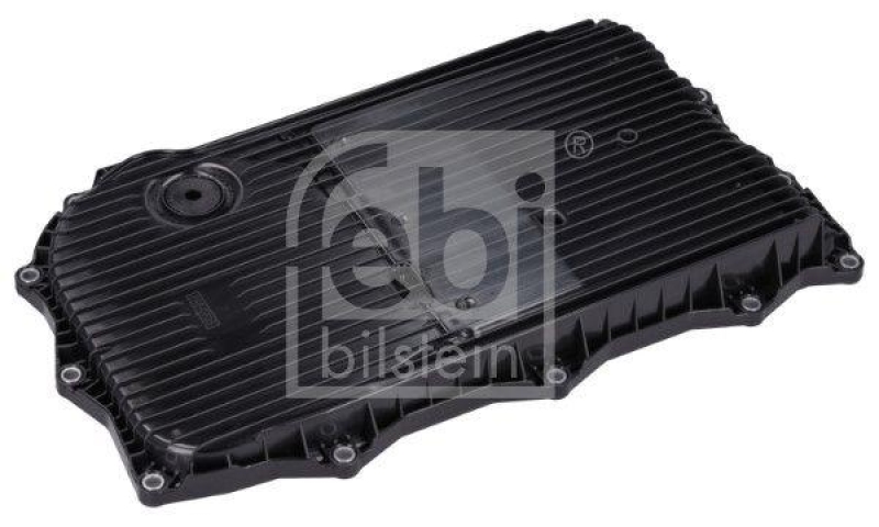 FEBI BILSTEIN 171618 Ölwanne für Automatikgetriebe, mit integriertem Filter, Ölablassschraube und Schrauben für BMW