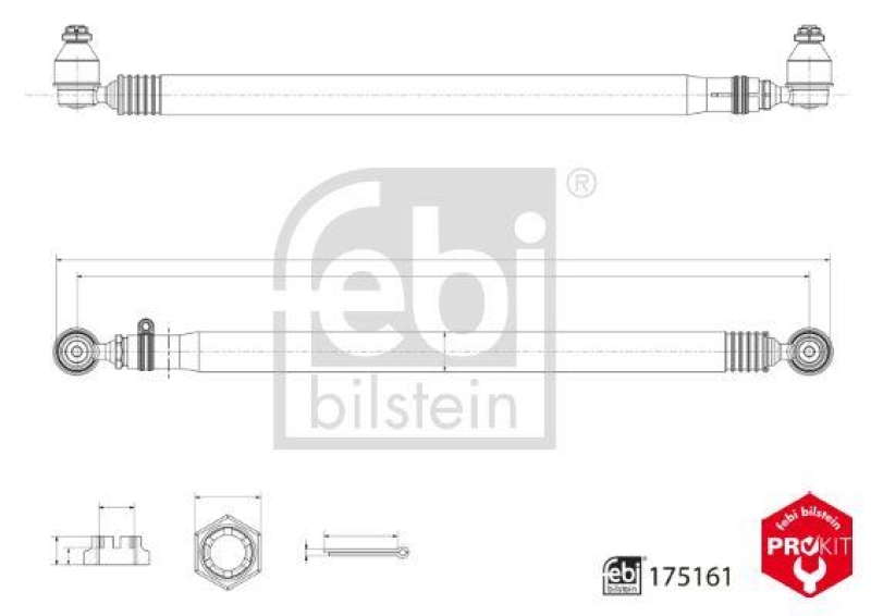 FEBI BILSTEIN 175161 Spurstange mit Endstücken und Sicherungsmuttern für Mercedes-Benz