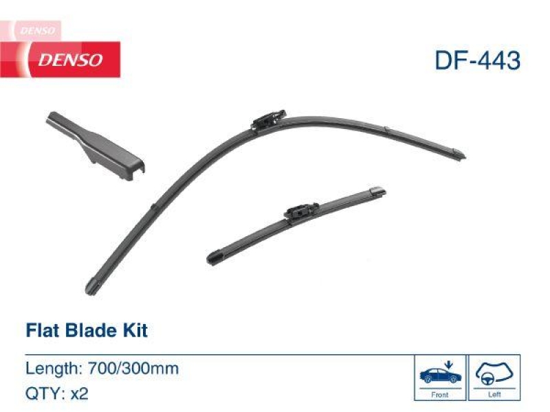 DENSO DF-443 Wischer Flat Blade KIT RENAULT CLIO V (B7_) 1.0 TCe 100 (19-)