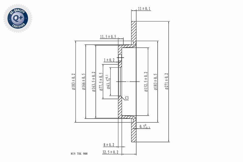 VAICO V25-40212 Bremsscheibe Hinterachse für FORD