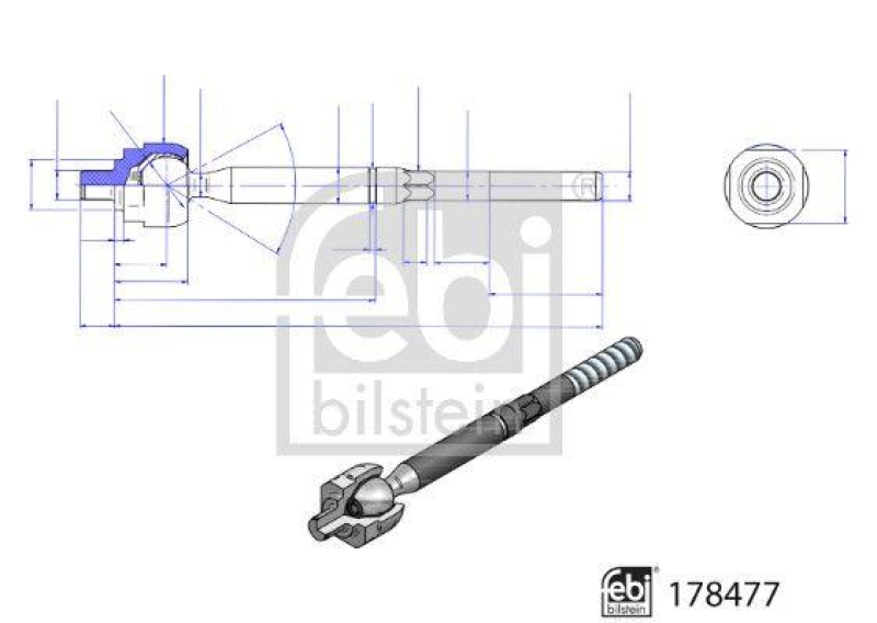 FEBI BILSTEIN 178477 Axialgelenk mit Sicherungsmutter für Renault