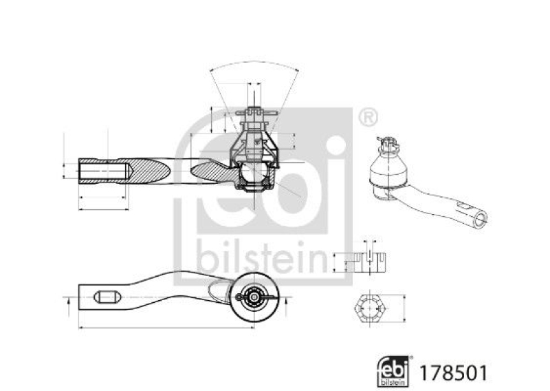 FEBI BILSTEIN 178501 Spurstangenendstück mit Kronenmutter und Splint für TOYOTA