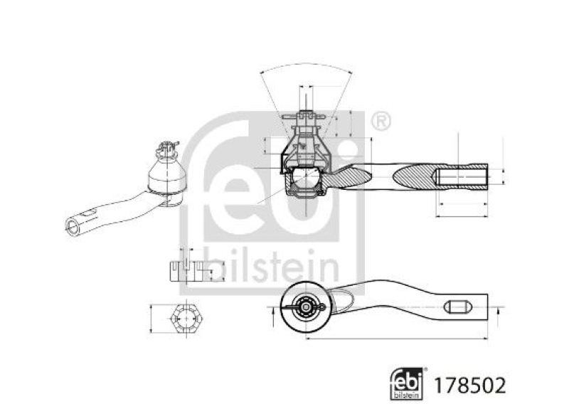 FEBI BILSTEIN 178502 Spurstangenendstück mit Kronenmutter und Splint für TOYOTA