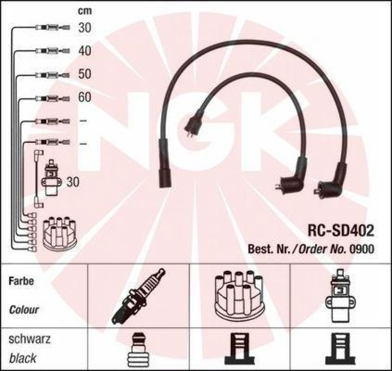 NGK 0900 Zündleitungssatz RC-SD402 |Zündkabel