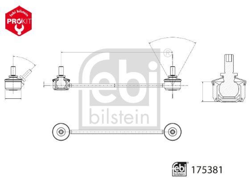 FEBI BILSTEIN 175381 Verbindungsstange mit Kronenmuttern und Splinten für Volvo