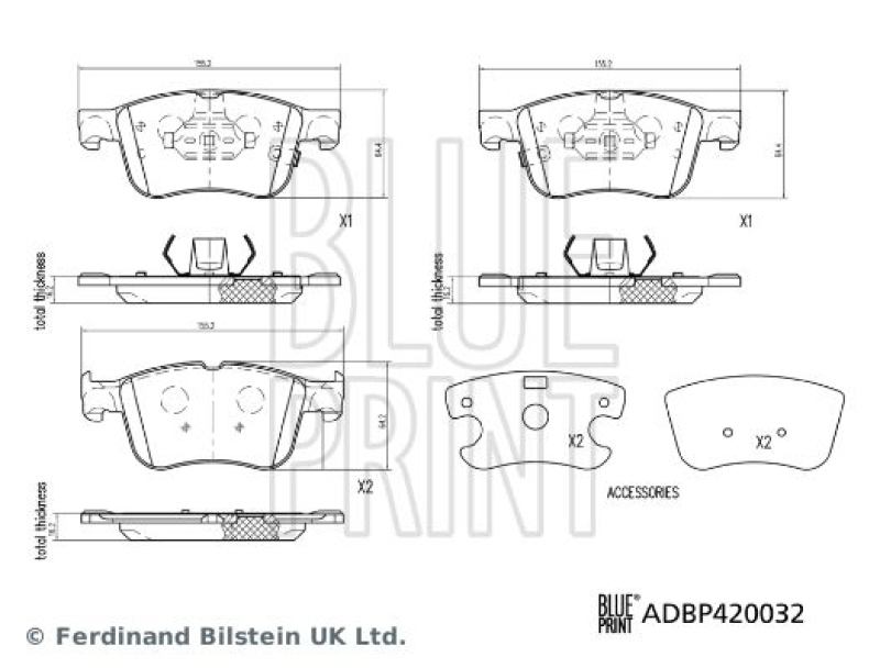 BLUE PRINT ADBP420032 Bremsbelagsatz für Ford Pkw