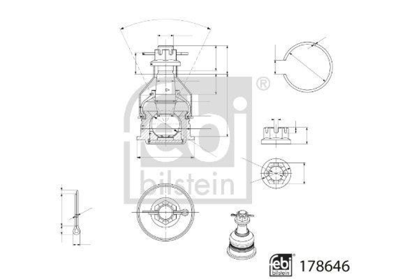 FEBI BILSTEIN 178646 Traggelenk mit Kronenmutter und Splint für SUZUKI