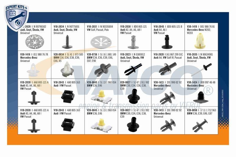 VAICO V99-1004 Sortiment, Befestigungselemente Universalclips Sortiment Deutsche Fzg.