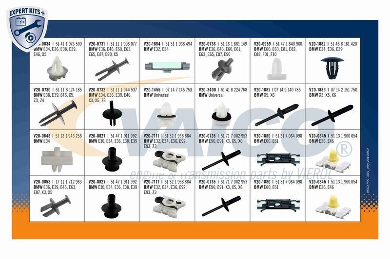 VAICO V99-1010 Sortiment, Befestigungselemente Universalclips Sortiment Bmw