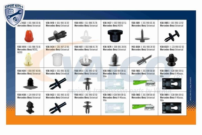 VAICO V99-1011 Sortiment, Befestigungselemente Universalclips Sortiment Mercedes Benz