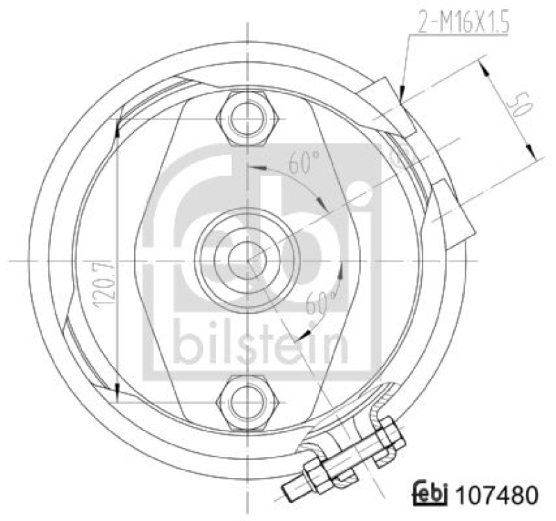 FEBI BILSTEIN 107480 Doppelmembranzylinder mit Anbaumaterial für Bergische Achsen