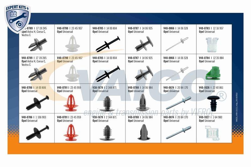 VAICO V99-1013 Sortiment, Befestigungselemente Universalclips Sortiment Opel