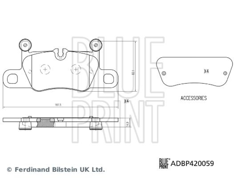 BLUE PRINT ADBP420059 Bremsbelagsatz für Porsche