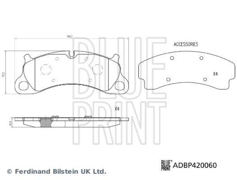 BLUE PRINT ADBP420060 Bremsbelagsatz für Porsche