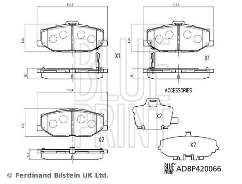 BLUE PRINT ADBP420066 Bremsbelagsatz für SUZUKI