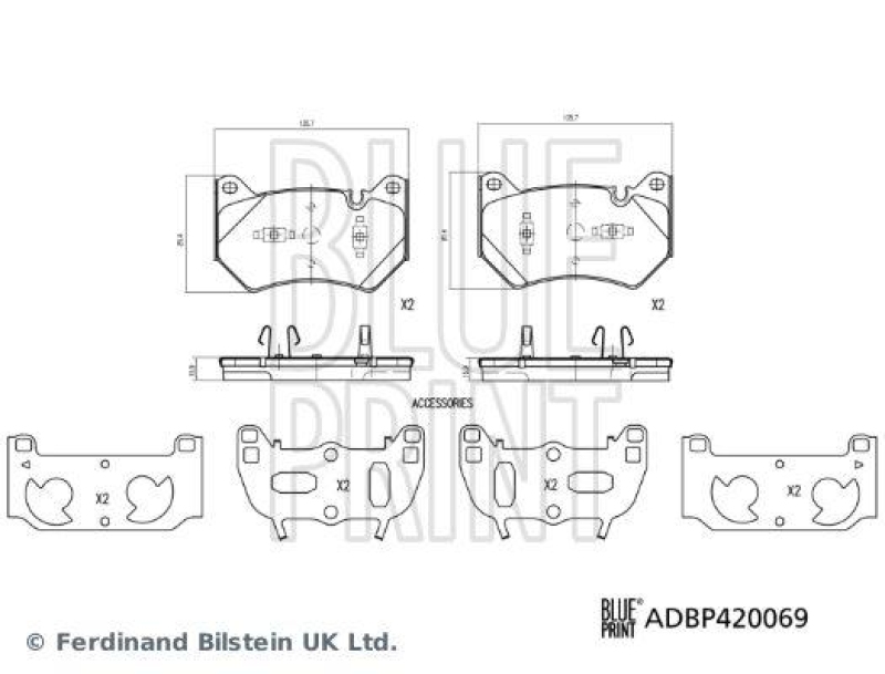 BLUE PRINT ADBP420069 Bremsbelagsatz für VW-Audi