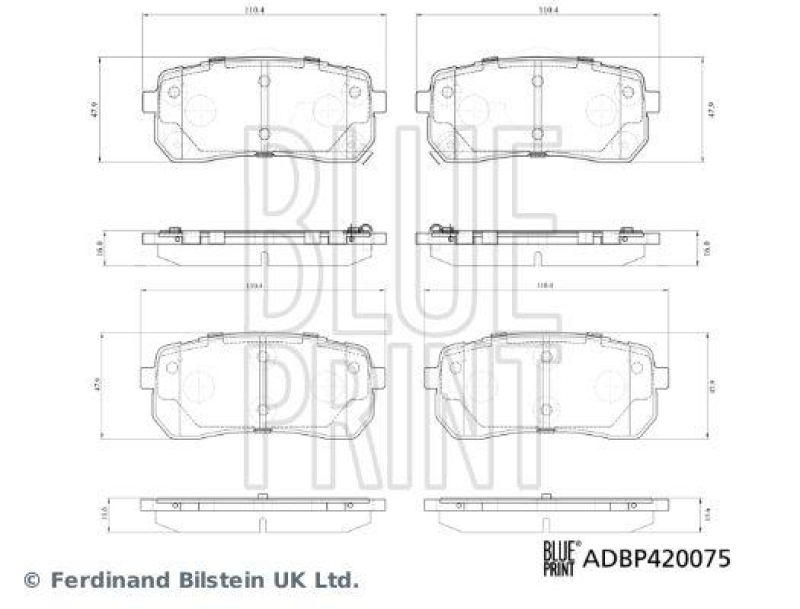 BLUE PRINT ADBP420075 Bremsbelagsatz für KIA