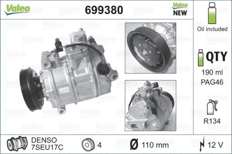 VALEO 699380 Kompressor AUDI A4, A6, A8