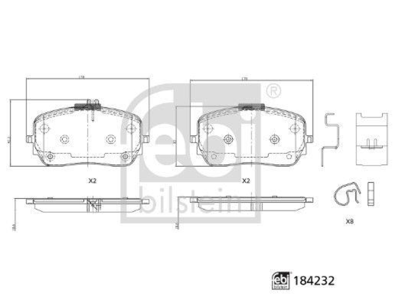 FEBI BILSTEIN 184232 Bremsbelagsatz mit Anbaumaterial für Mercedes-Benz