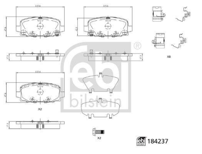 FEBI BILSTEIN 184237 Bremsbelagsatz für Jeep