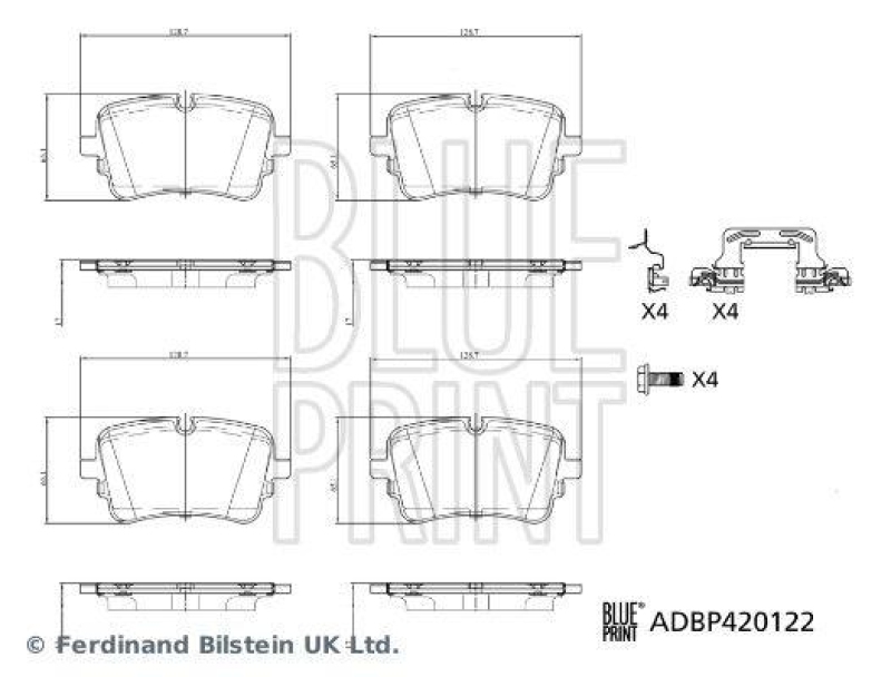 BLUE PRINT ADBP420122 Bremsbelagsatz mit Befestigungsmaterial für VW-Audi