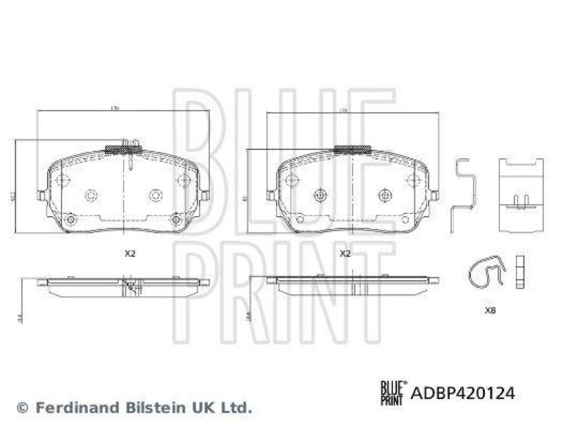 BLUE PRINT ADBP420124 Bremsbelagsatz mit Anbaumaterial für Mercedes-Benz PKW