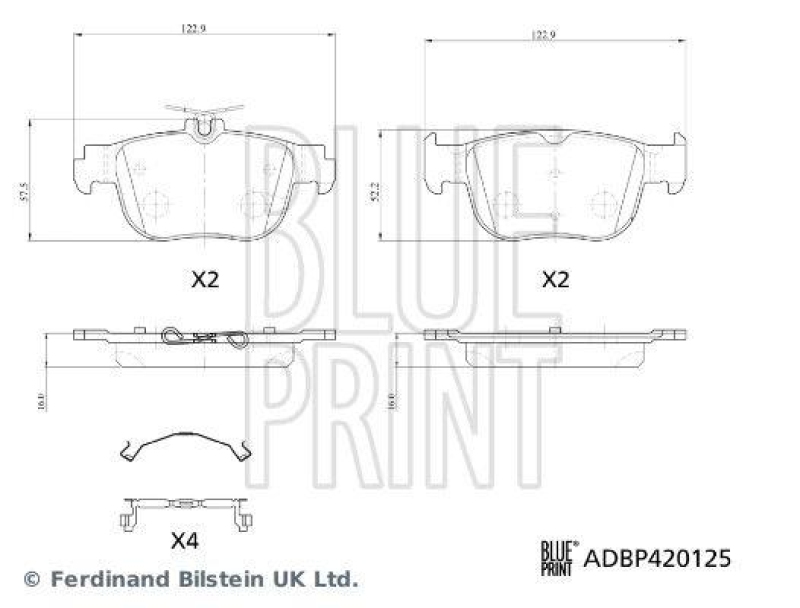 BLUE PRINT ADBP420125 Bremsbelagsatz mit Befestigungsmaterial für VW-Audi