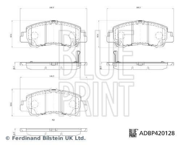 BLUE PRINT ADBP420128 Bremsbelagsatz für MITSUBISHI