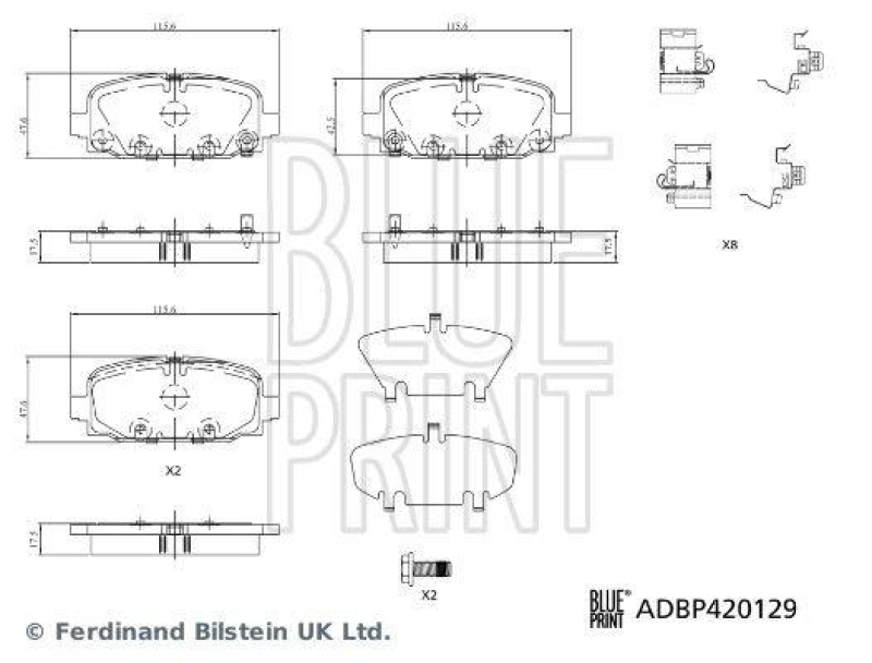 BLUE PRINT ADBP420129 Bremsbelagsatz für Jeep