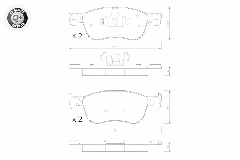 VAICO V25-2114 Bremsbelagsatz, Scheibenbremse Vorderachse für FORD