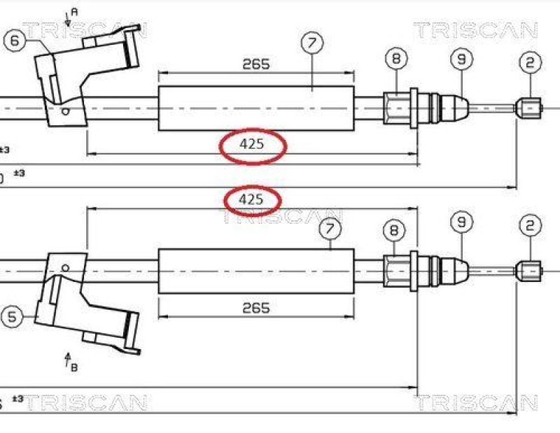 TRISCAN 8140 27141 Handbremsseil für Volvo S40Ii / V50