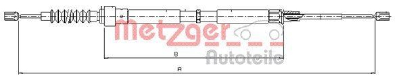 METZGER 10.7504 Seilzug, Feststellbremse für AUDI/SEAT/SKODA/VW hinten links/rechts