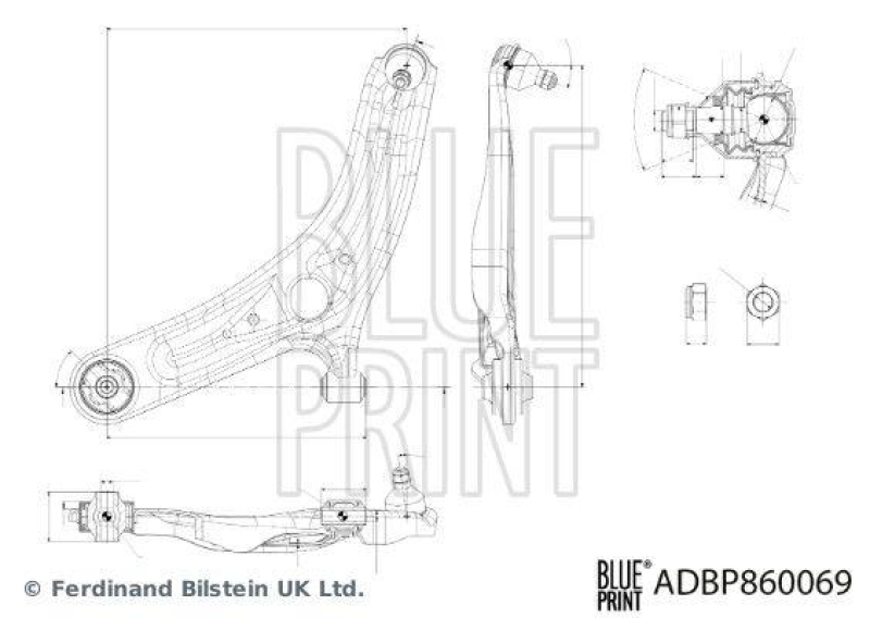 BLUE PRINT ADBP860069 Querlenker mit Lagern, Gelenk und Sicherungsmutter für HYUNDAI