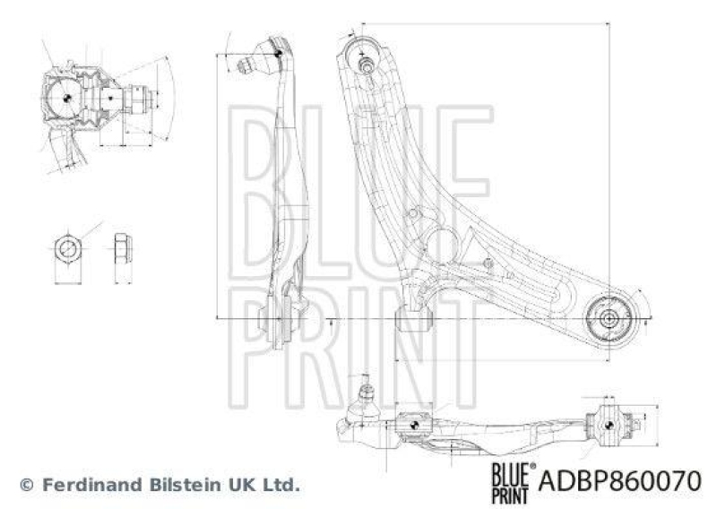 BLUE PRINT ADBP860070 Querlenker mit Lagern, Gelenk und Sicherungsmutter für KIA