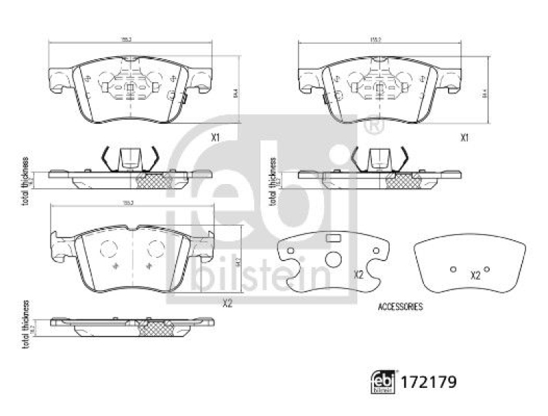 FEBI BILSTEIN 172179 Bremsbelagsatz für Ford