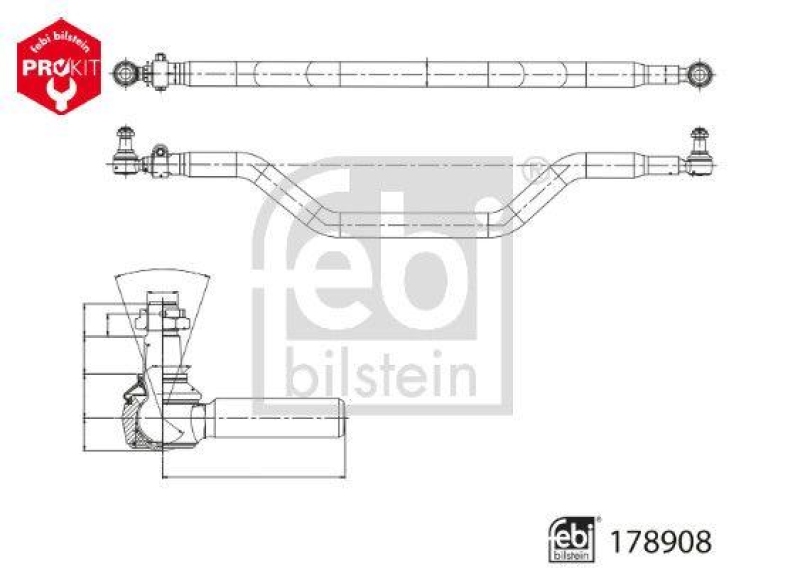 FEBI BILSTEIN 178908 Spurstange mit Endstück und Sicherungsmutter für M A N