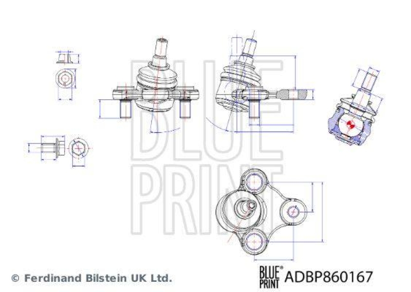 BLUE PRINT ADBP860167 Traggelenk mit Anbaumaterial für HYUNDAI