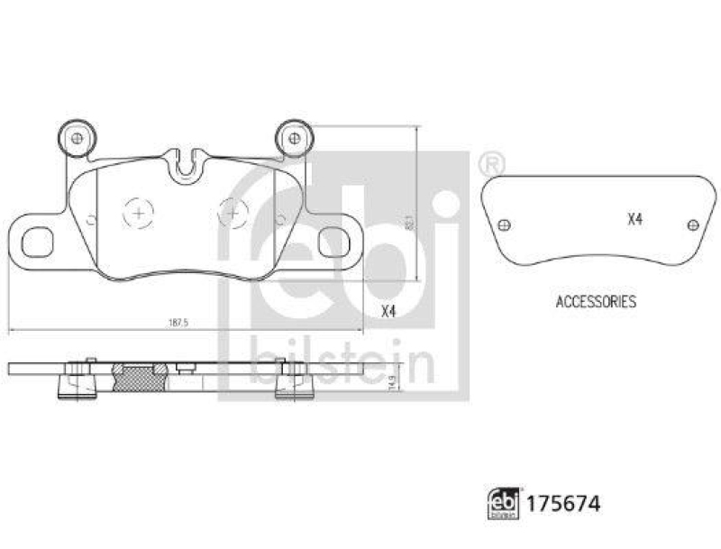 FEBI BILSTEIN 175674 Bremsbelagsatz für Porsche