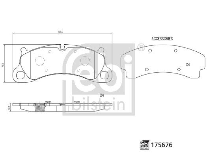 FEBI BILSTEIN 175676 Bremsbelagsatz für Porsche