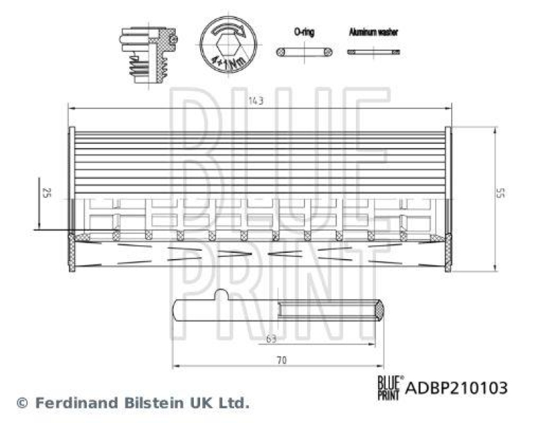 BLUE PRINT ADBP210103 Ölfilter mit Dichtung und Anbaumaterial für KIA